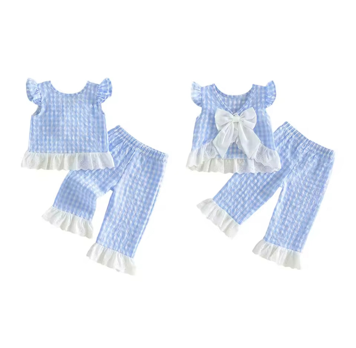 Gingham bow lounge set