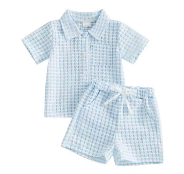 Boys check short sets