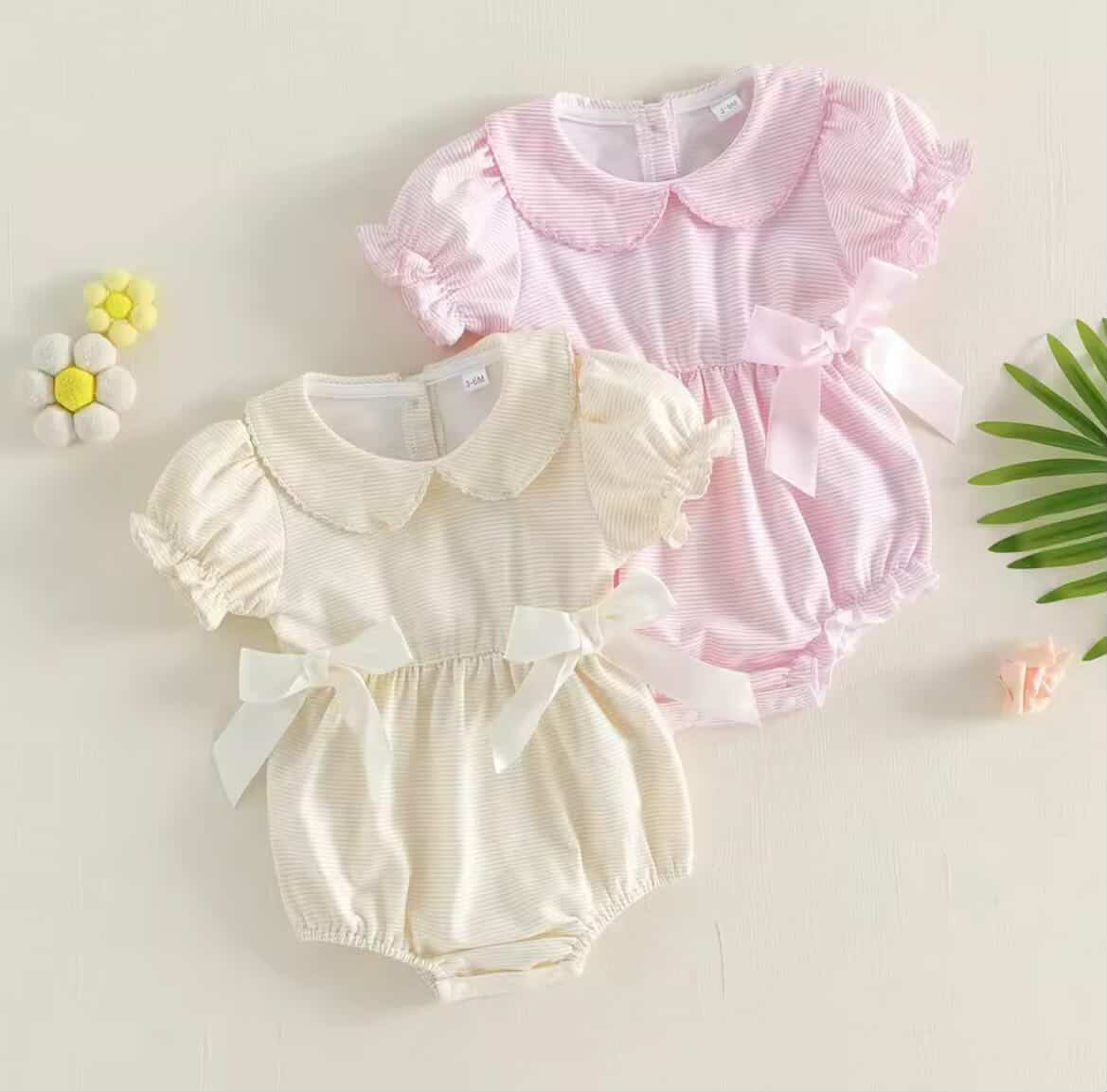 Girls bow bubble romper