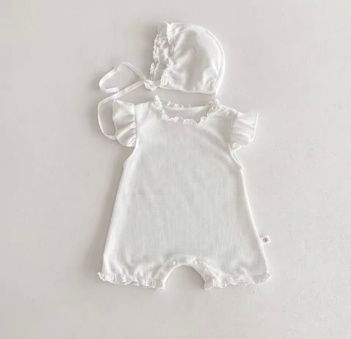 Girls Romper and bonnet