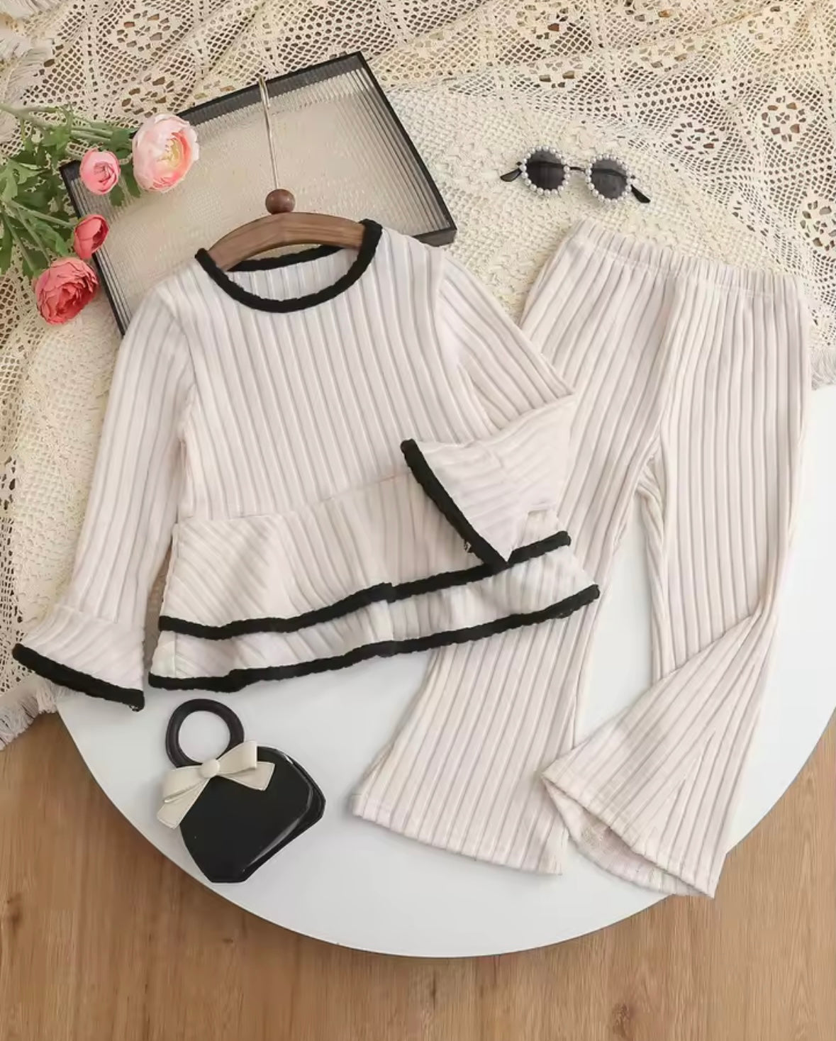 Black Trim Peplum loungeset