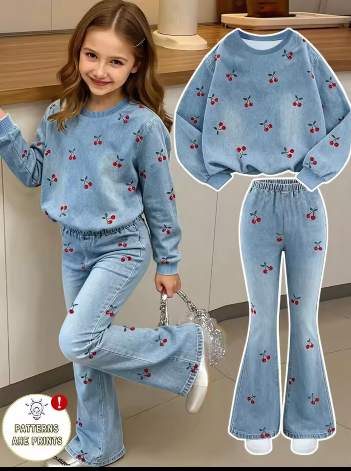 Faux Denim Cherry Set
