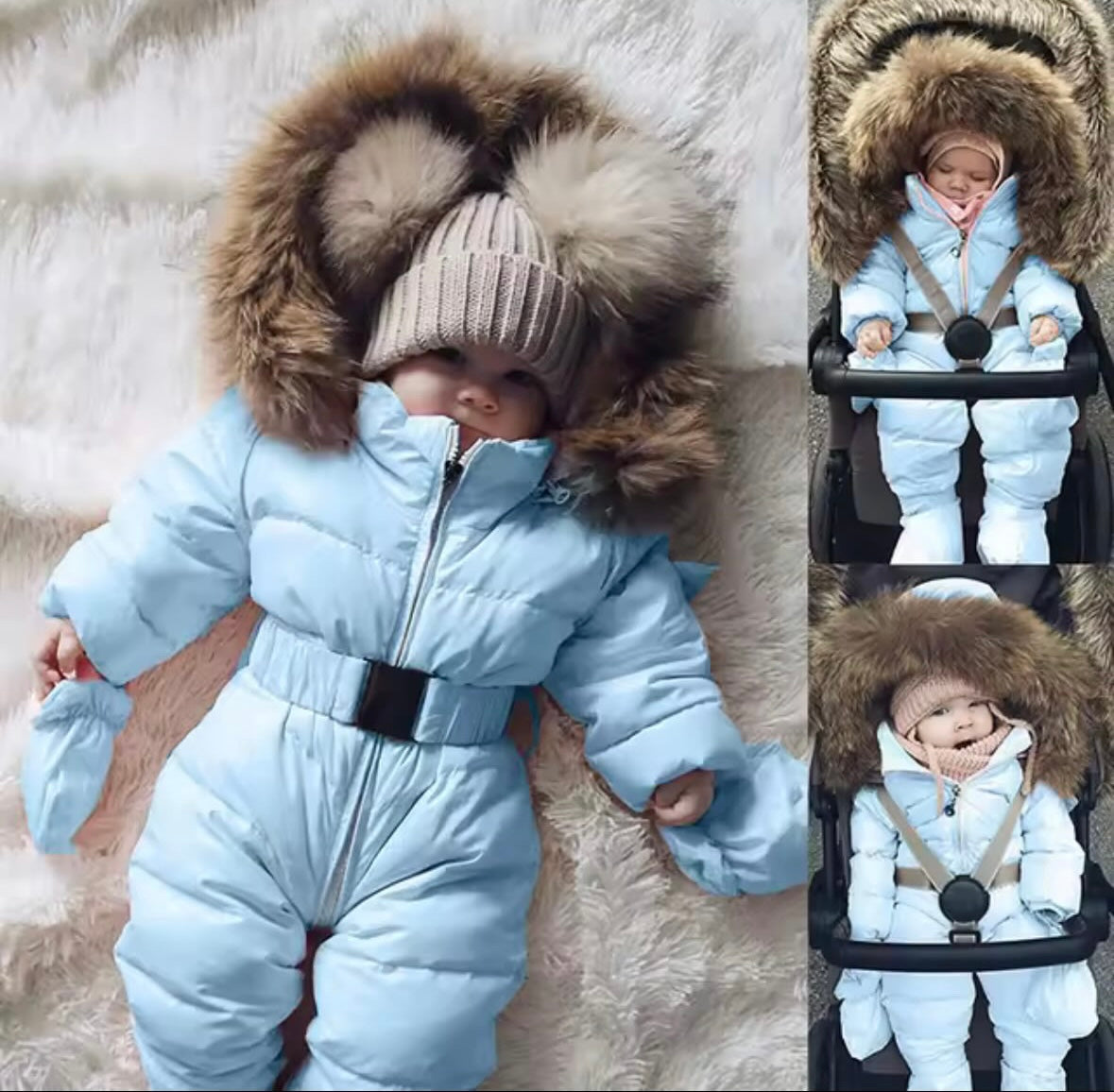 Fur hood snowsuit