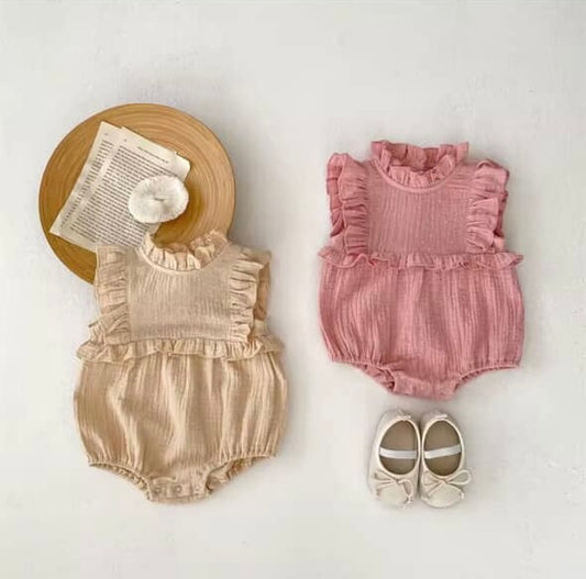Frill neck girls romper