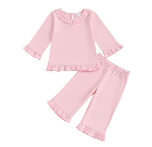 Ribbed ruffle lounge set