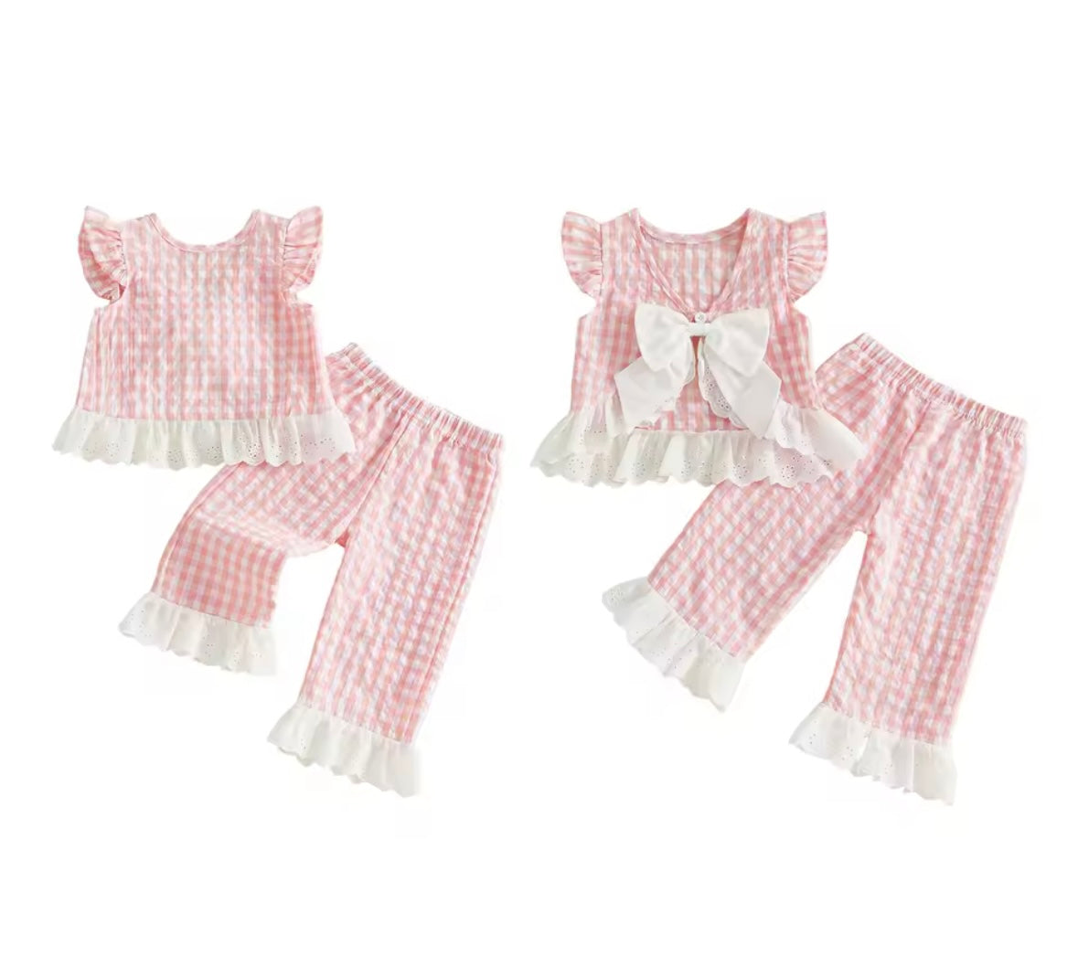Gingham bow lounge set