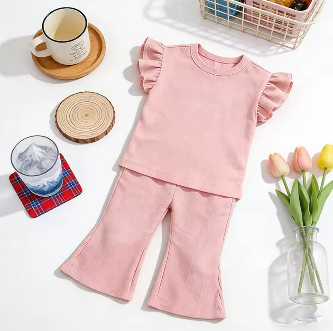 Ruffle sleeve flares set