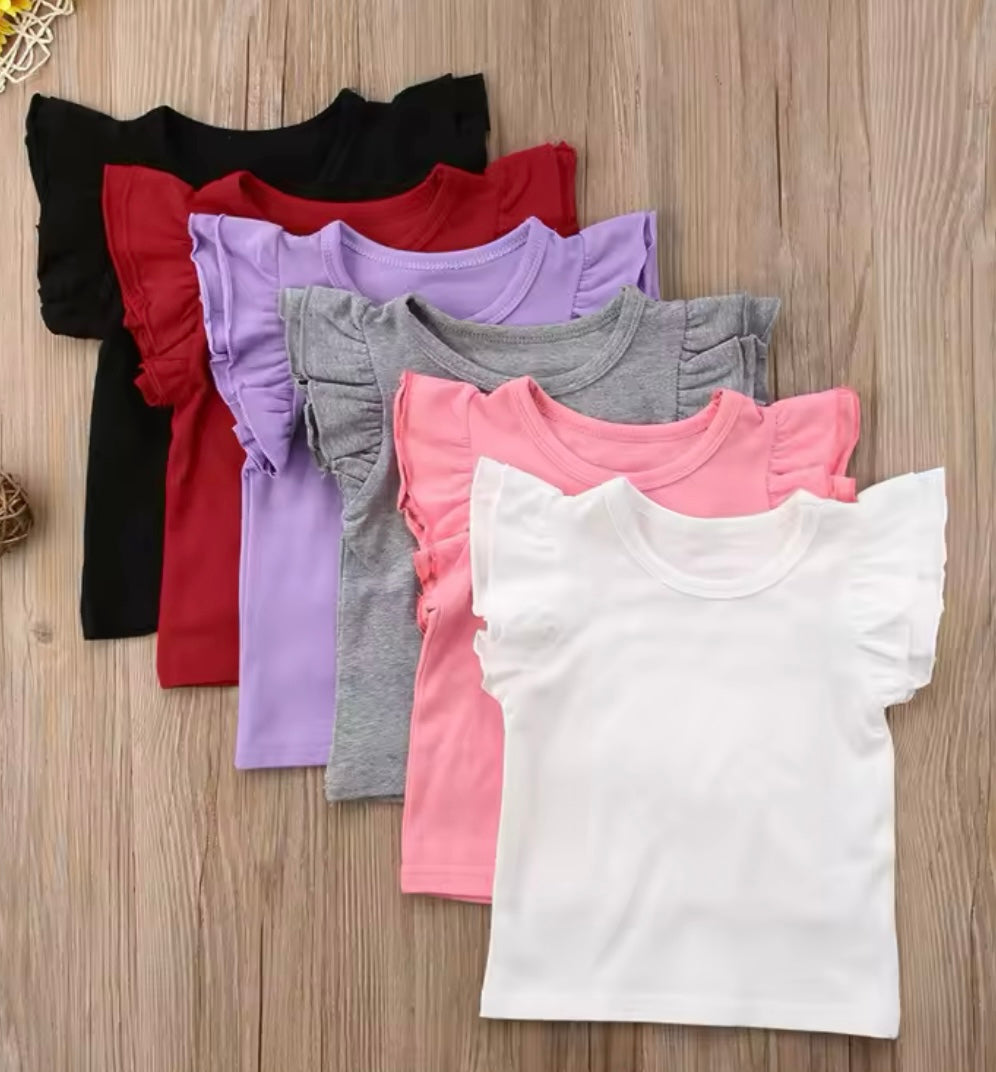 Short sleeve frill T-shirt