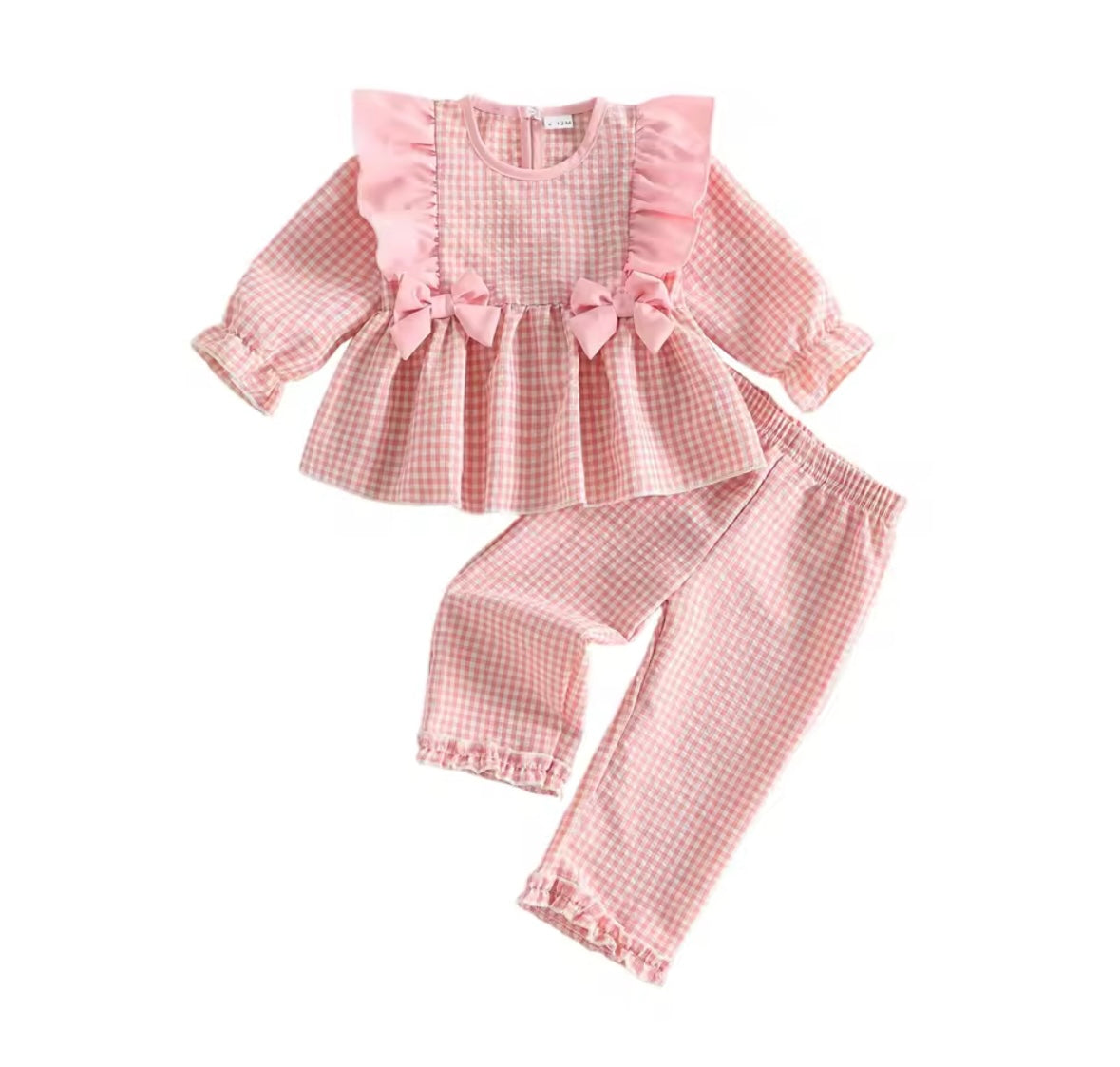 Frilly bow gingham loungewear