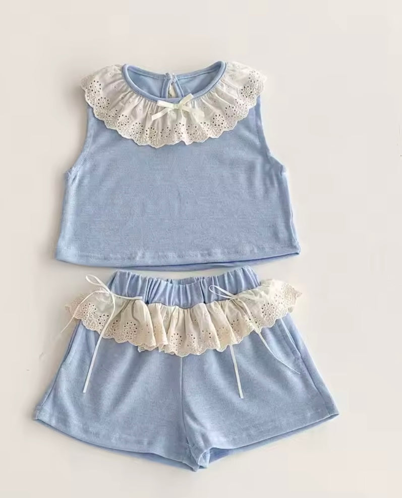 Lace trim short set