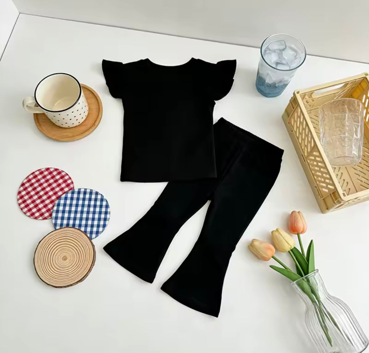 Ruffle sleeve flares set
