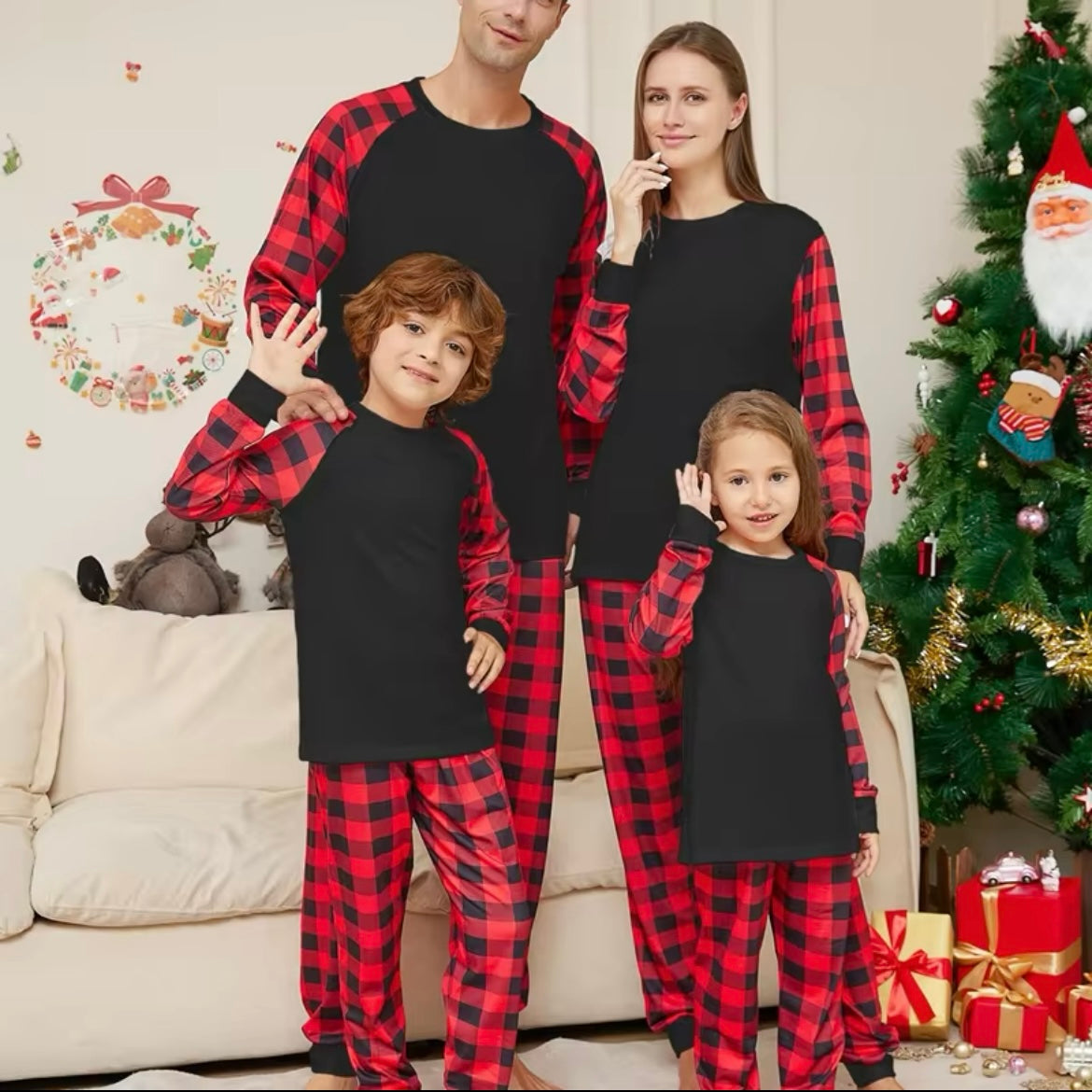 Family check Christmas PJ's -Black