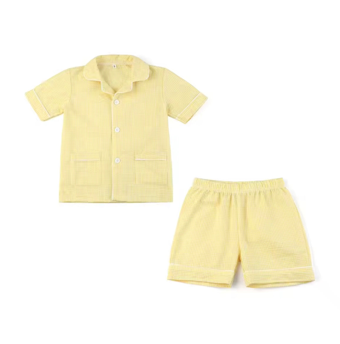 Boys Shorts Striped Collar Pjs