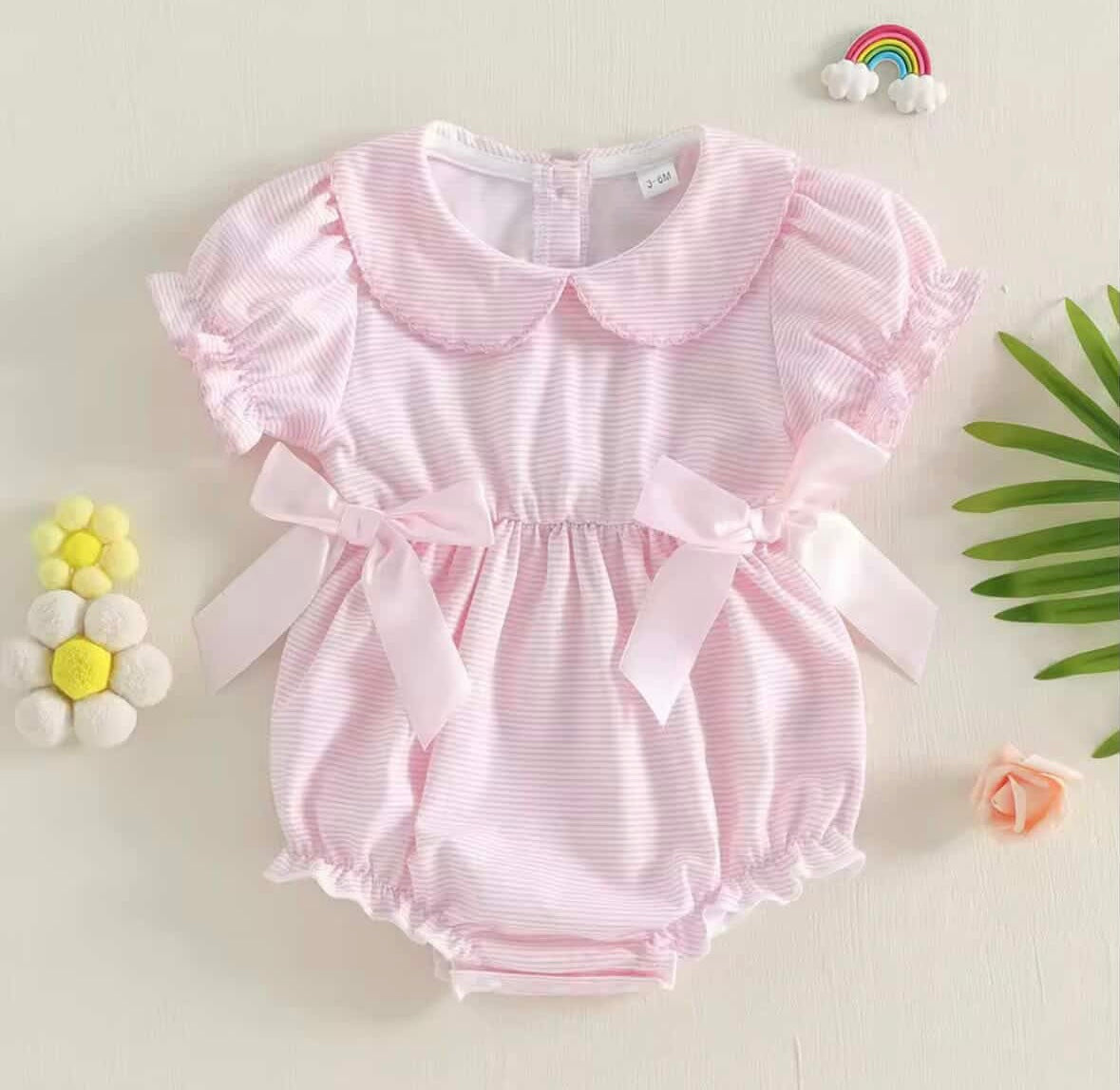 Girls bow bubble romper