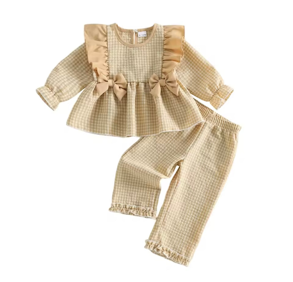 Frilly bow gingham loungewear