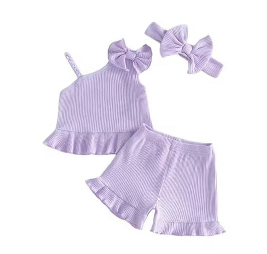 Ruffle top short set