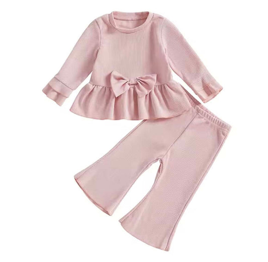 Girls Bow Peplum and Flare Co-Ord