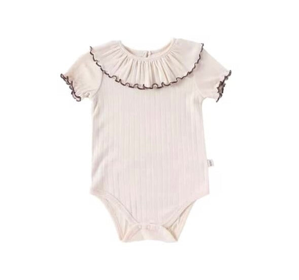 Frilled collar ribbed vest