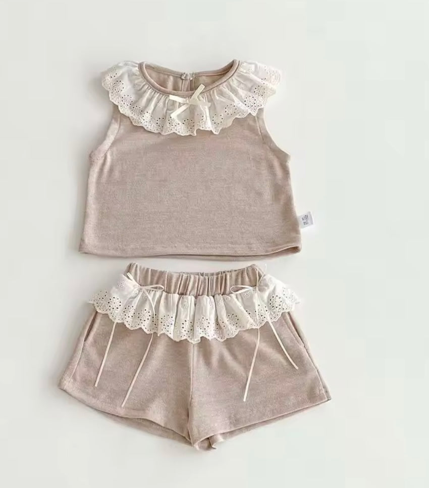 Lace trim short set