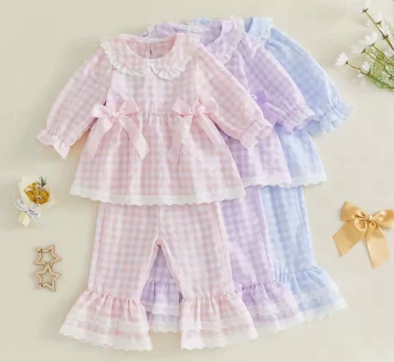 Gingham bow loungewear