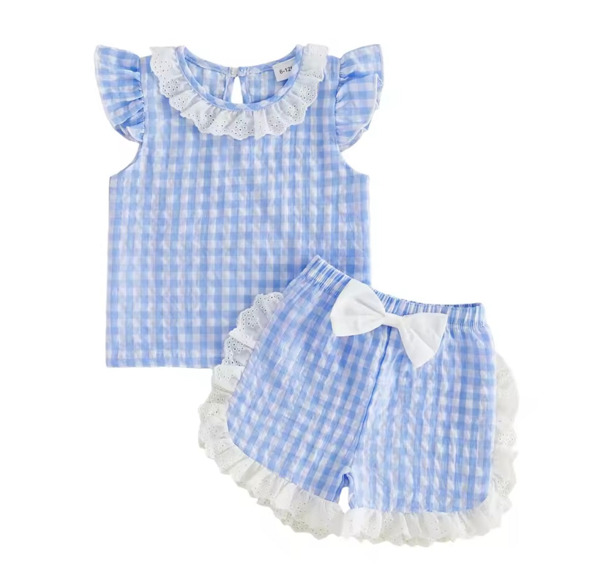 Gingham frill short set