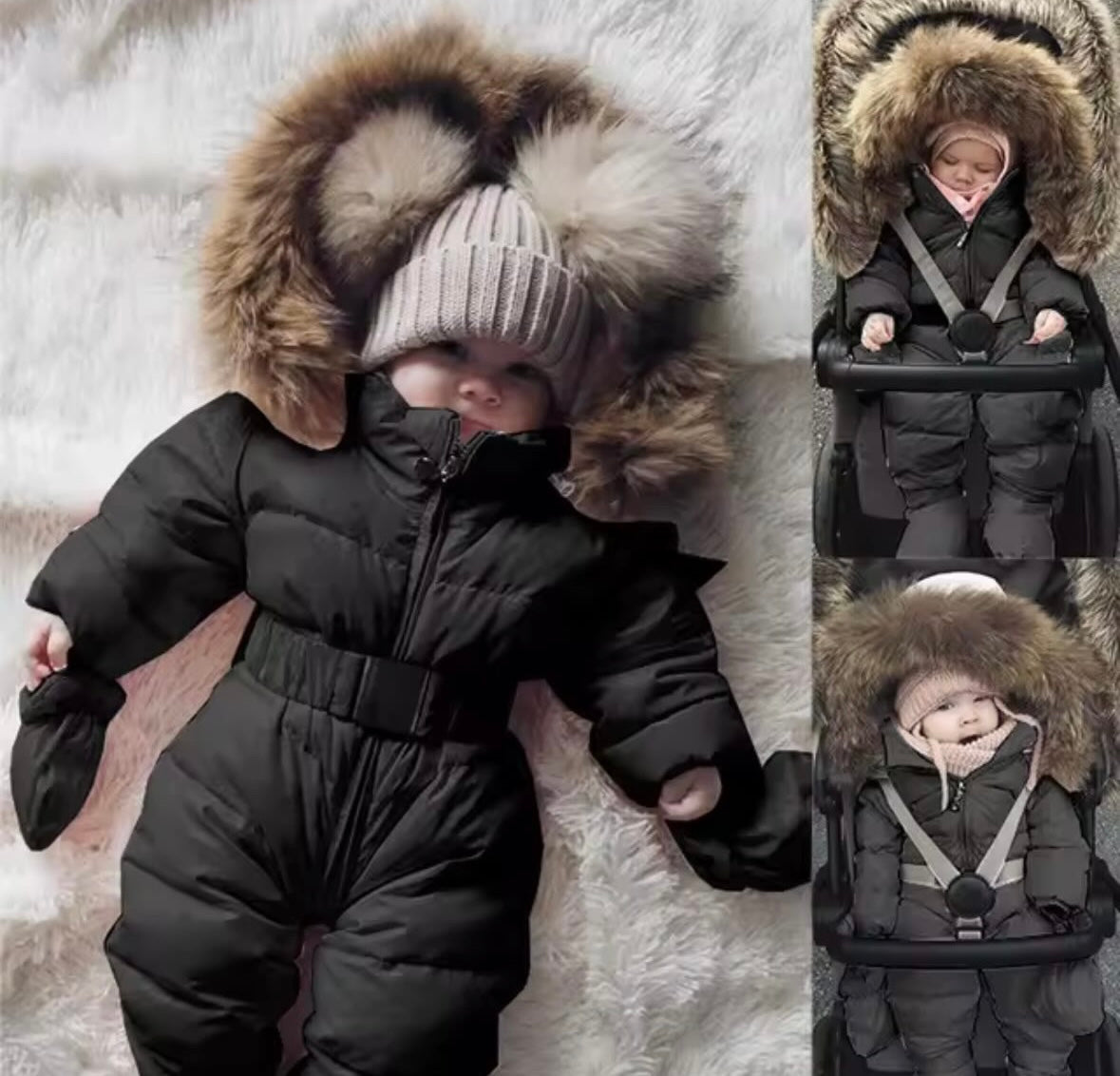 Fur hood snowsuit