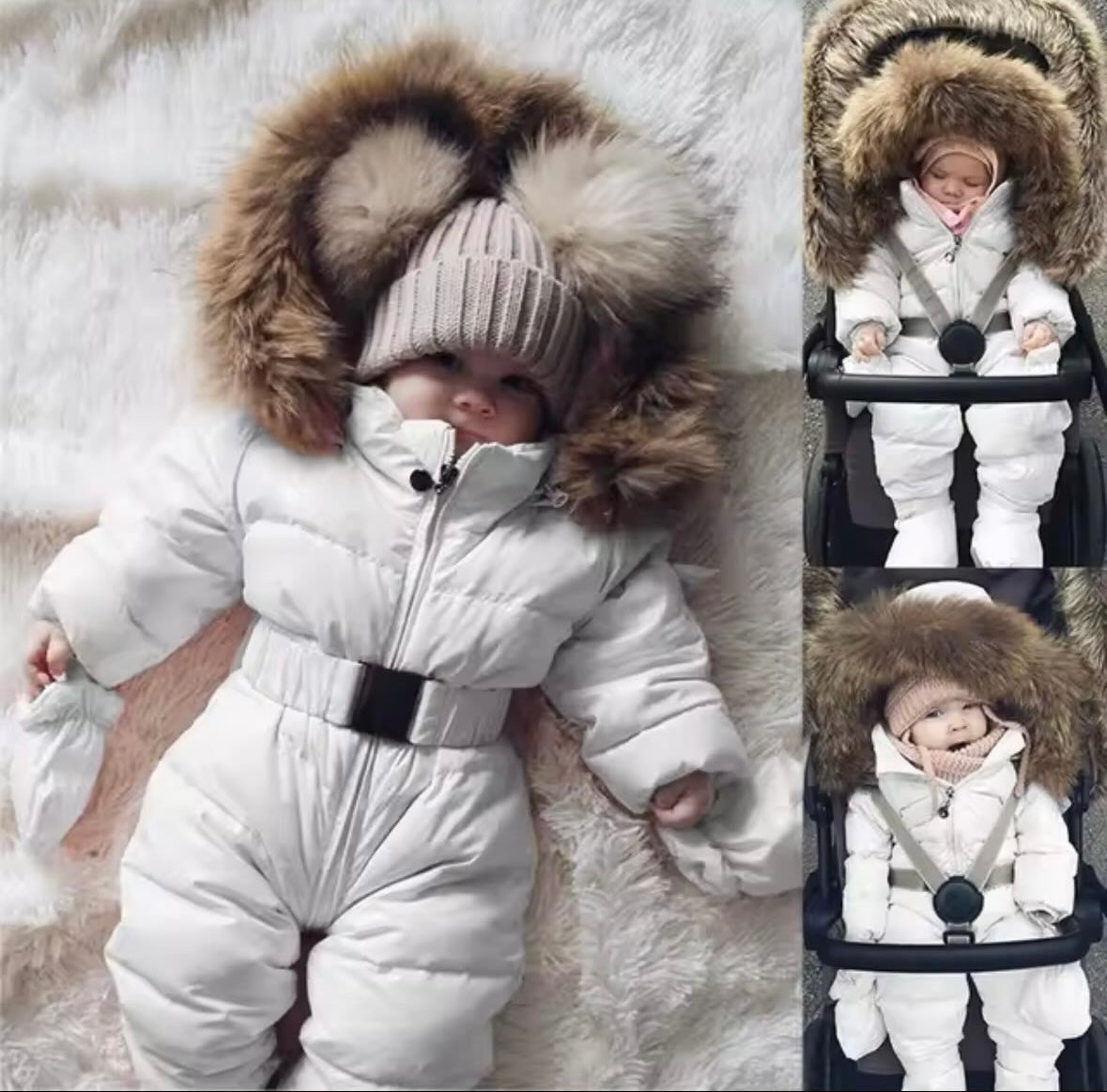 Fur hood snowsuit