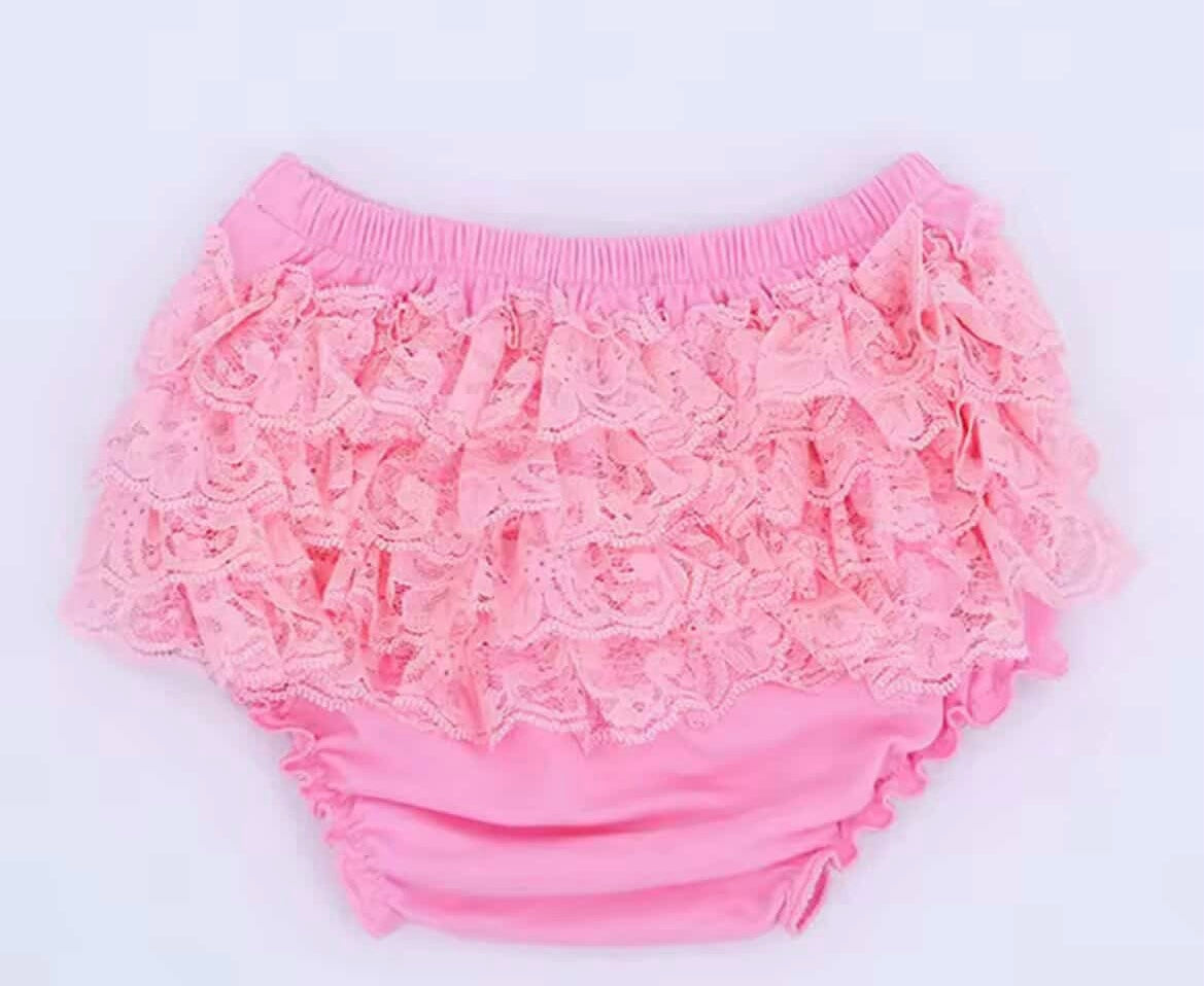 Lace frill bloomers and vest set