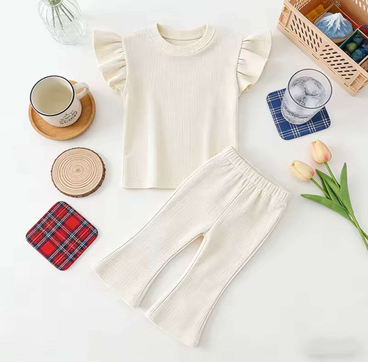 Ruffle sleeve flares set