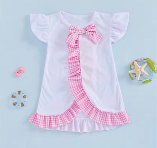 Gingham Ruffle towel cover up