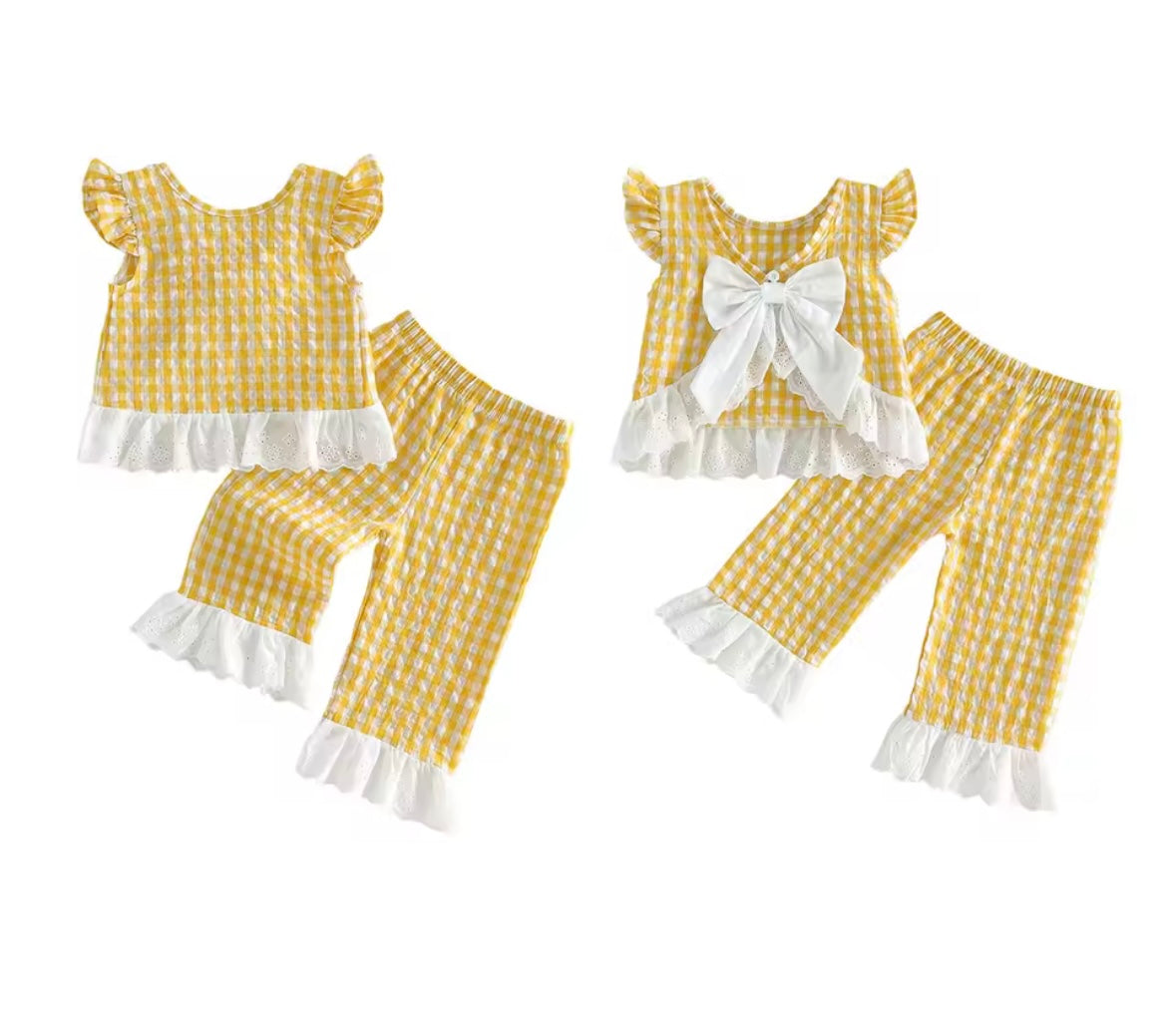 Gingham bow lounge set