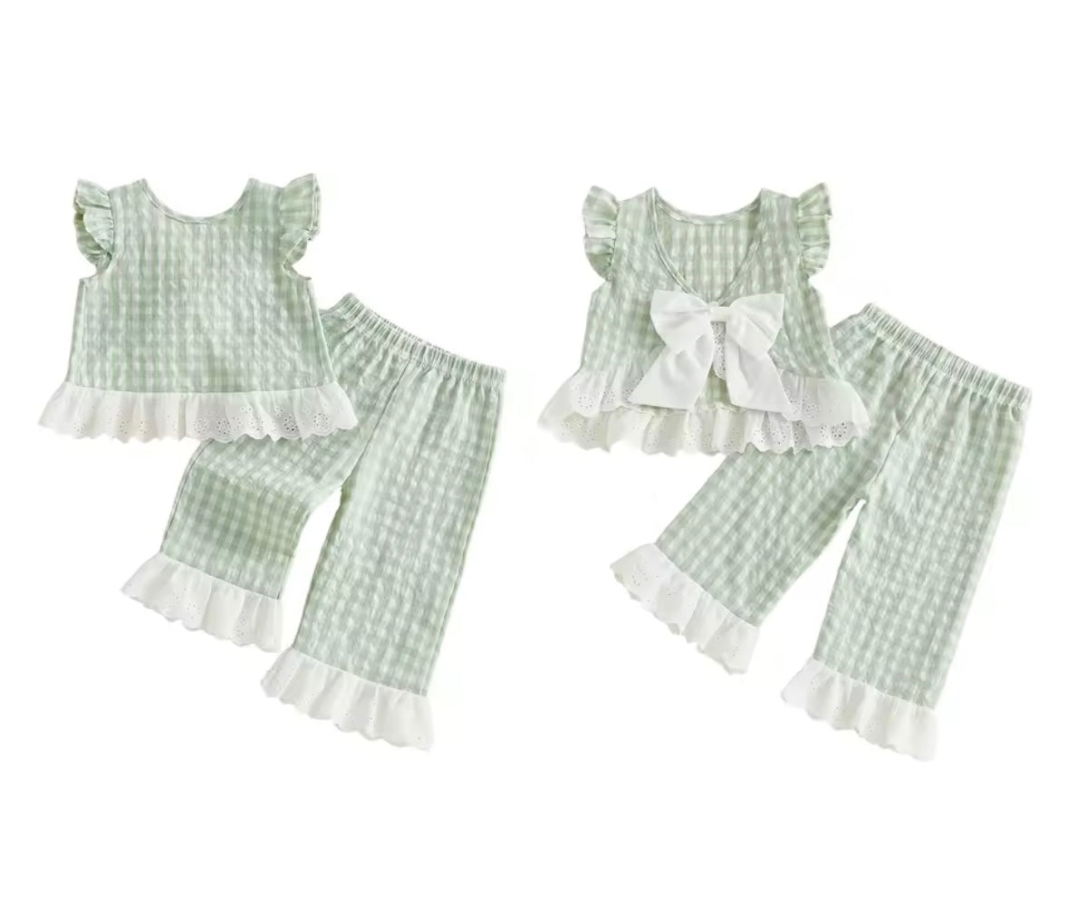 Gingham bow lounge set