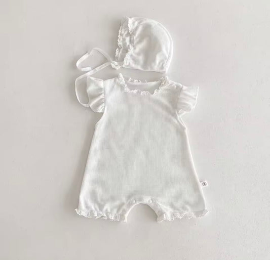 Girls Romper and bonnet