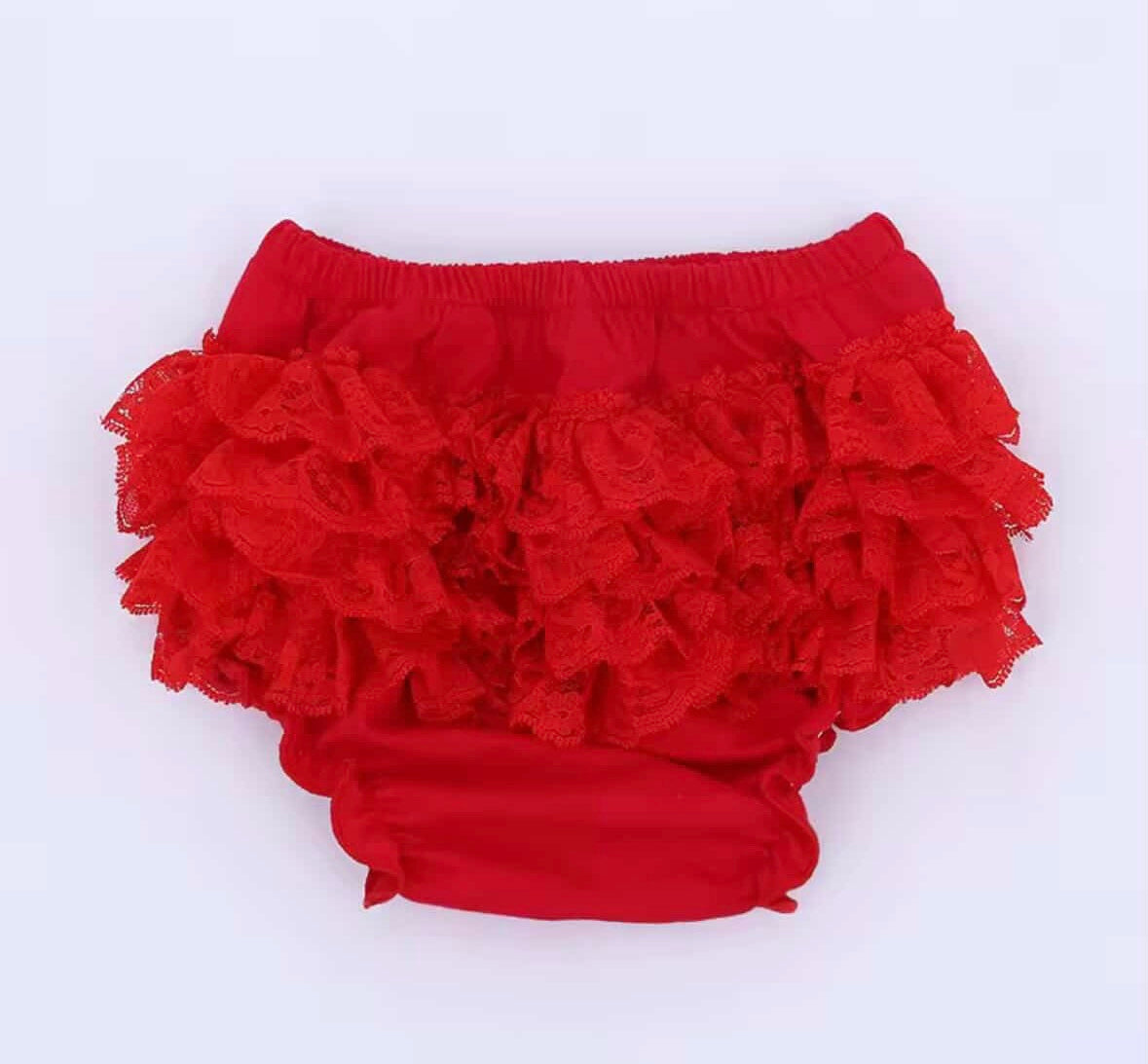 Lace frill bloomers and vest set
