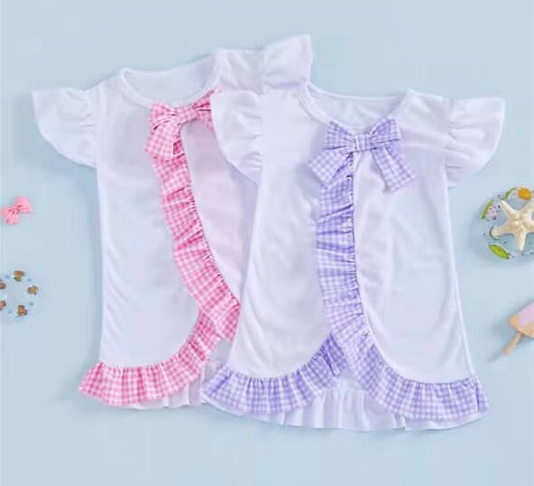 Gingham Ruffle towel cover up