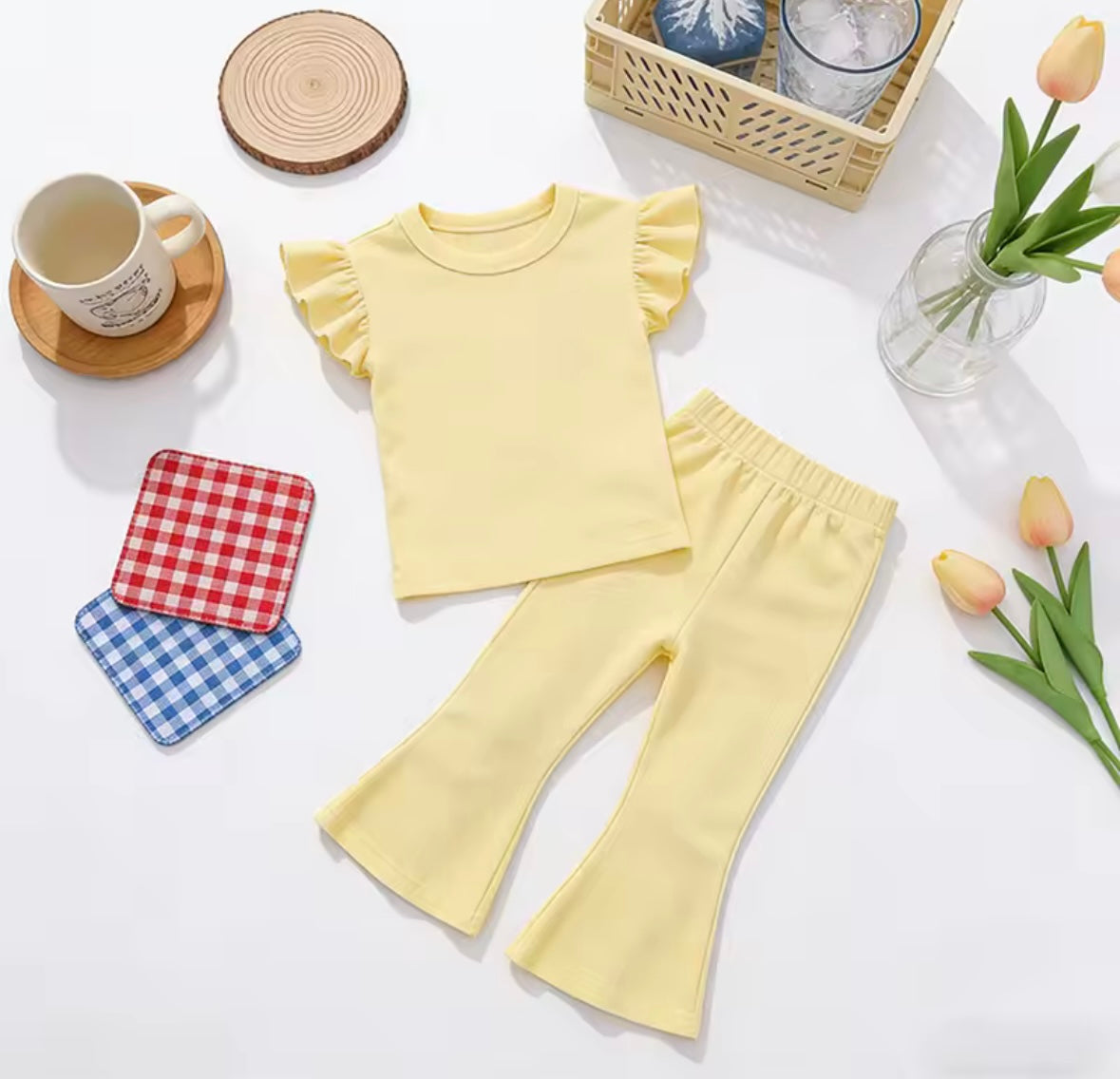 Ruffle sleeve flares set