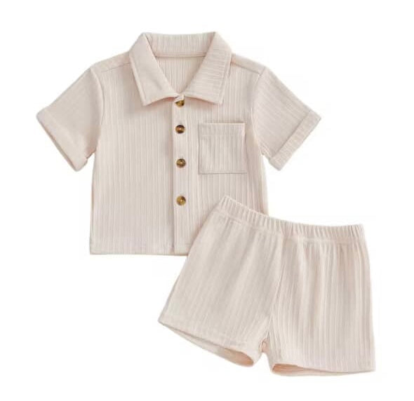Boys button short set