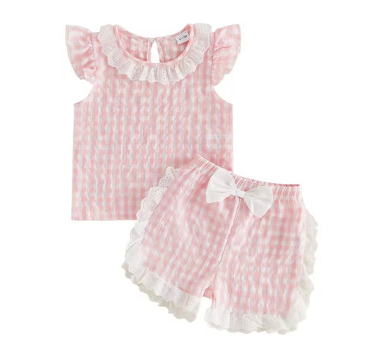 Gingham frill short set