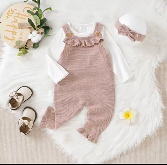 Frill dungaree romper