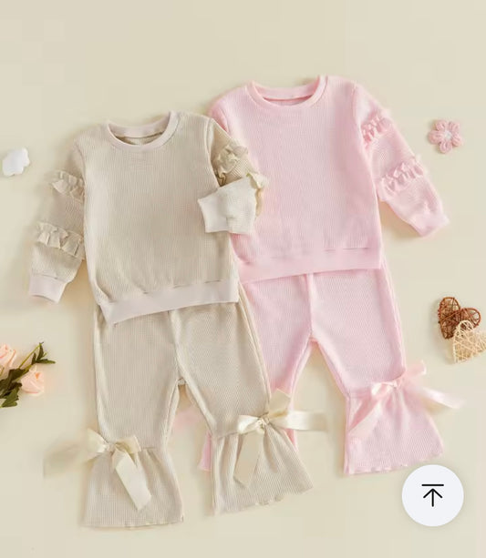 Pink frill flares set