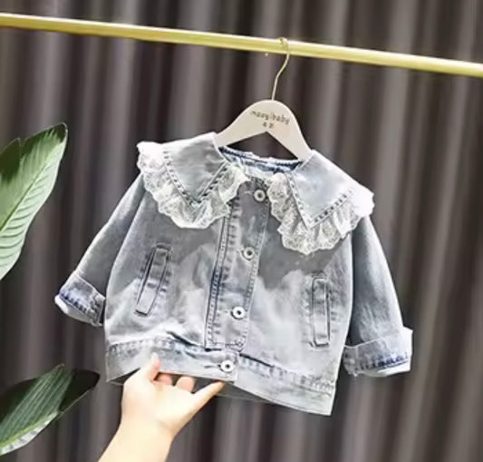 Lace trim Denim Jacket